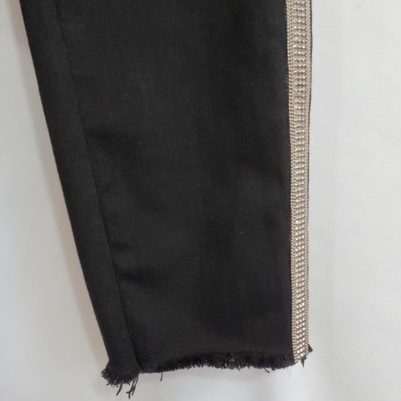 *SOLD* L'AGENCE Margot Rhinestone Crystal-Stripe High-Rise Skinny Jeans, Noir - Picture 6 of 7